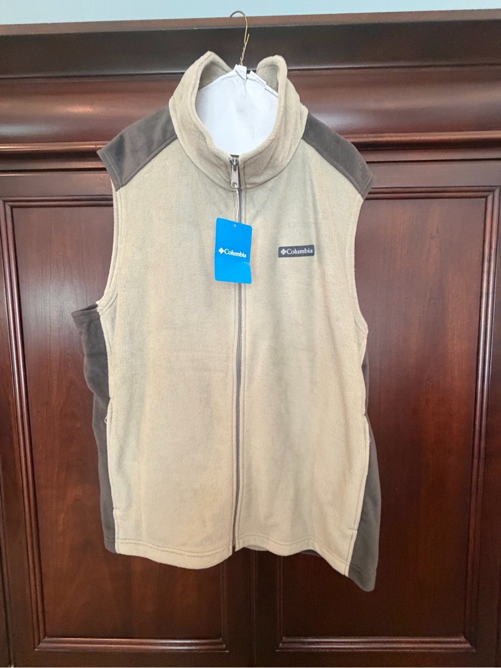 Columbia Men's Beige and Brown Fleece Zip Vest